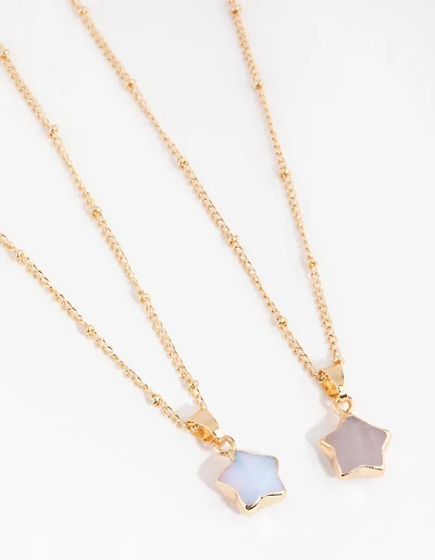 Gold Semi-Precious Star Necklace Pack