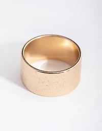 Gold Textured Wide Band Ring