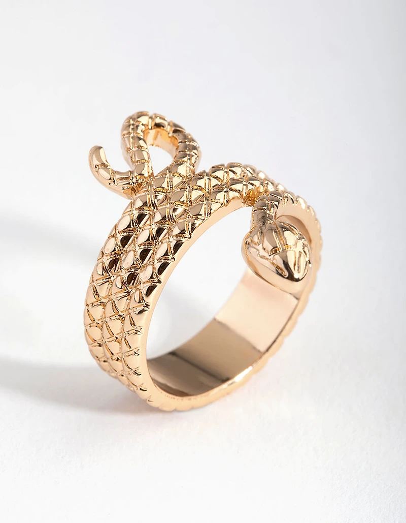 Gold Three Wrap Snake Ring