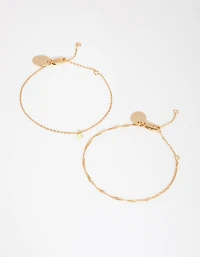 18ct Gold Plated August Peridot Cubic Zirconia Bracelet Set