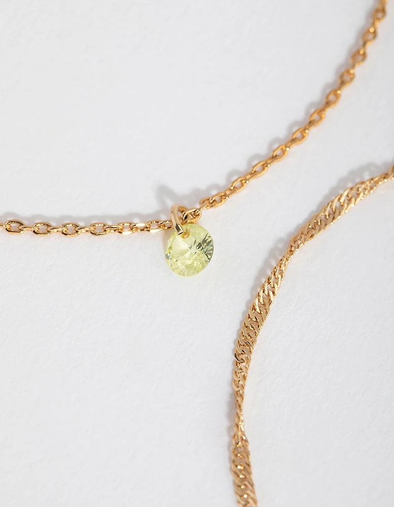 18ct Gold Plated August Peridot Cubic Zirconia Bracelet Set