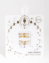 18ct Gold Plated February Amethyst Cubic Zirconia Ring 7-Pack