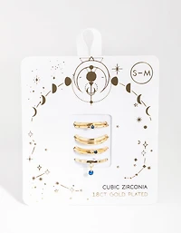 18ct Gold Plated September Sapphire Cubic Zirconia Ring 7-Pack