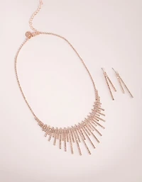 Rose Gold Statement Cup Chain Earring & Necklace Set