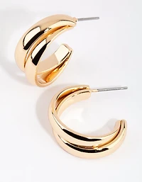 Gold Small Double Hoop Earrings
