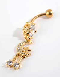 Gold Plated Titanium Celestial Belly Bar