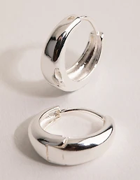 Silver Plain Chubby Huggie Earrings