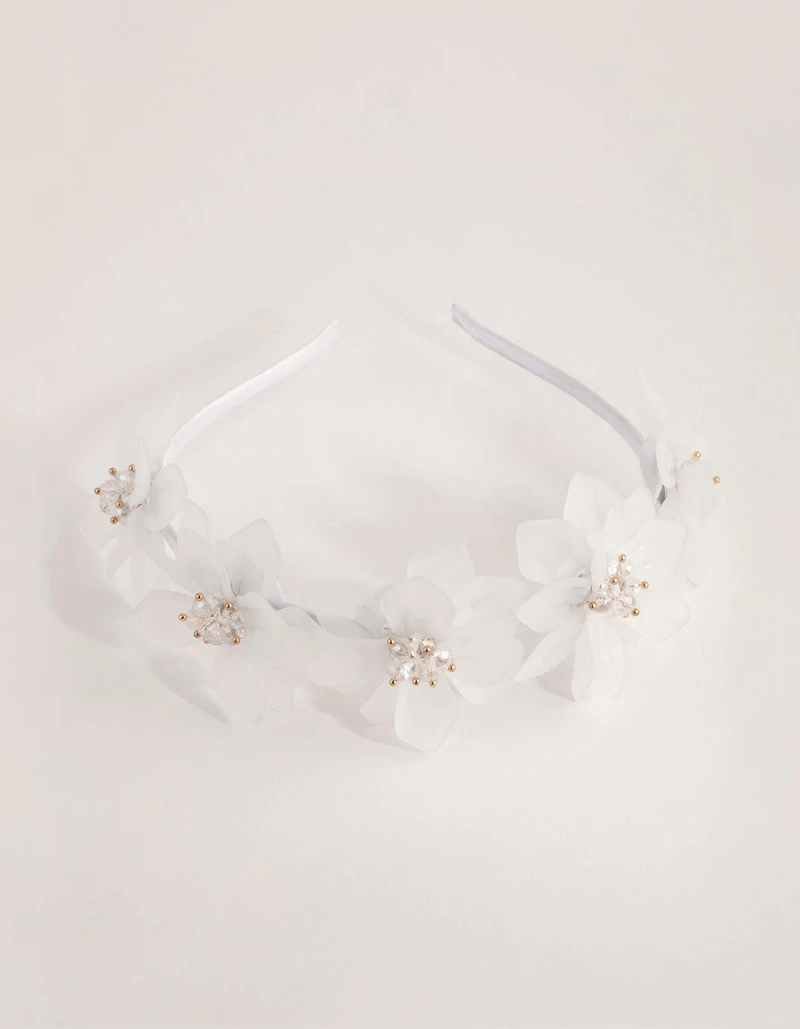 Frosted Acrylic Beaded Flower Headband