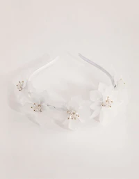 Frosted Acrylic Beaded Flower Headband