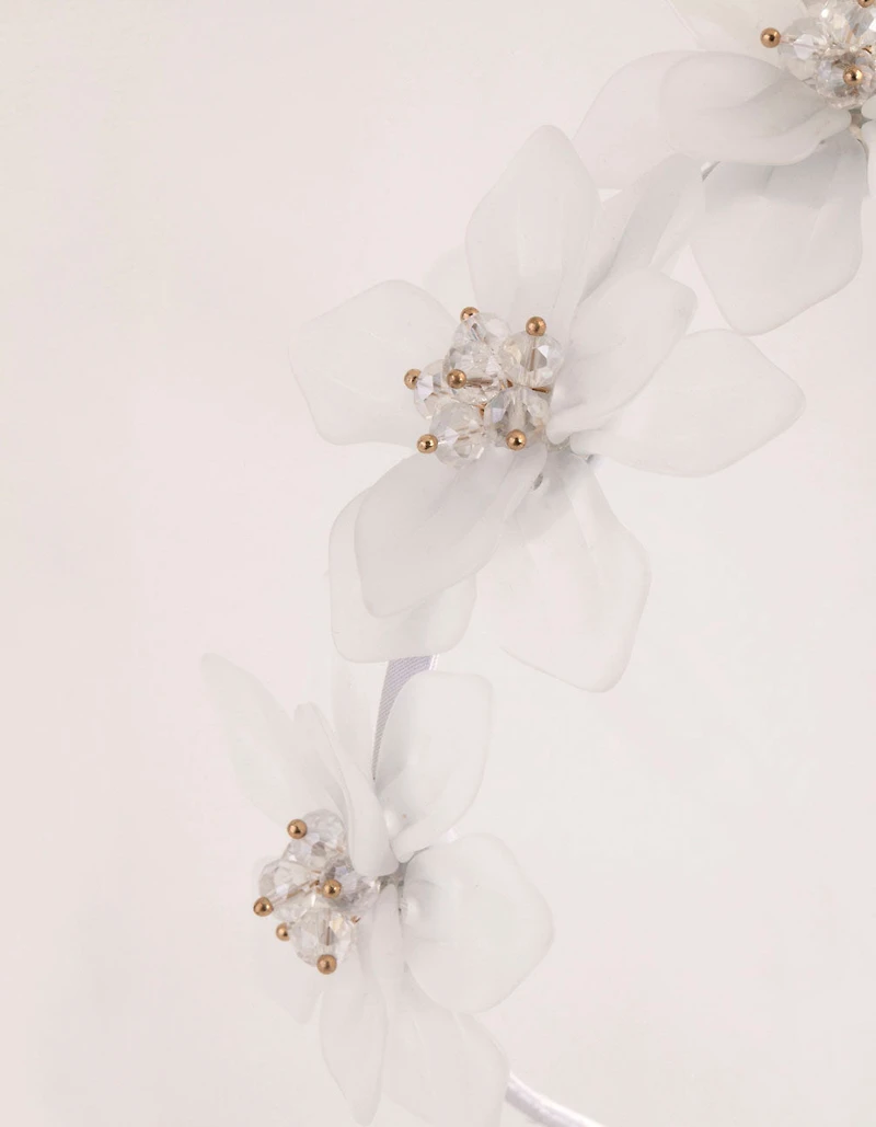 Frosted Acrylic Beaded Flower Headband