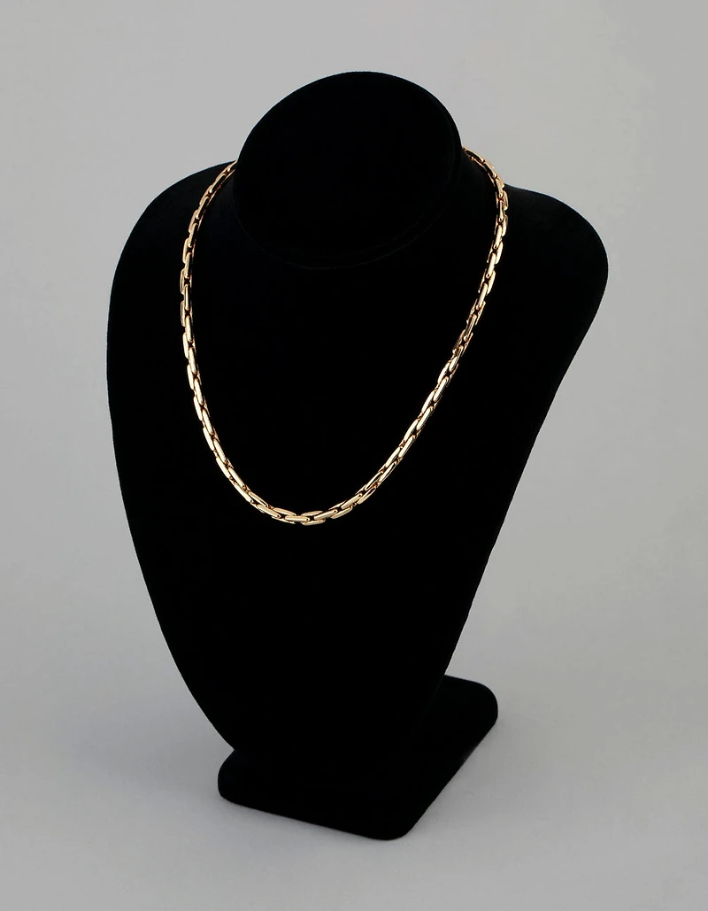 18ct Gold Plated Brass Rectangle Link Chain Necklace