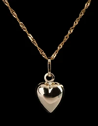 9ct Gold Puffed Heart Pendant Charm