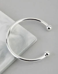 Silver Plated Brass Ball End Cuff Bracelet