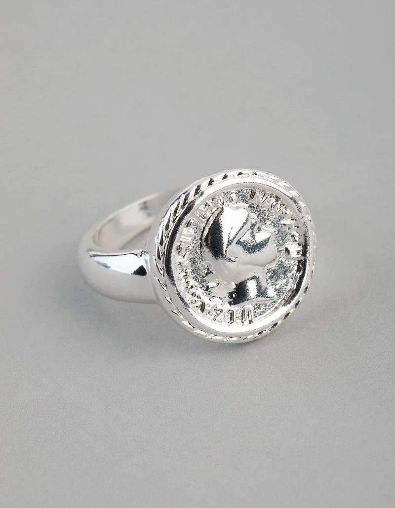Silver Plated Brass Coin Ring
