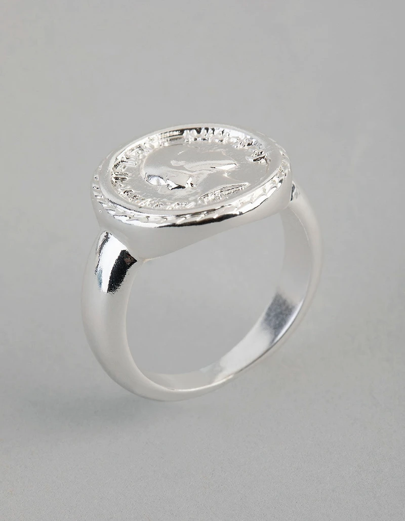 Silver Plated Brass Coin Ring