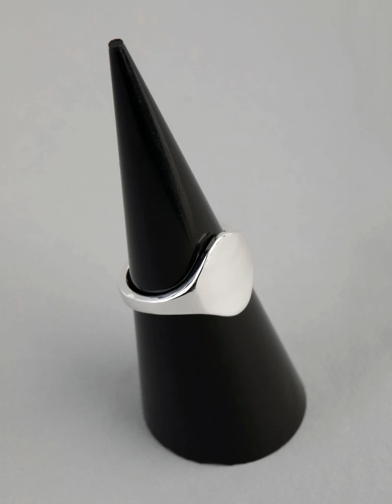 Silver Plated Brass Asymmetrical Signet Pinky Ring