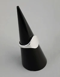 Silver Plated Brass Asymmetrical Signet Pinky Ring