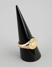 18ct Gold Plated Brass Sunray Signet Ring