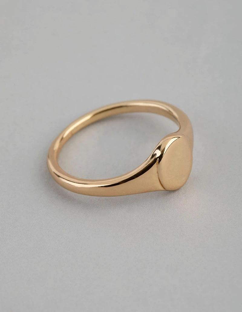 18ct Gold Plated Brass Oval Signet Pinky Ring