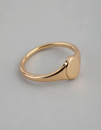 18ct Gold Plated Brass Oval Signet Pinky Ring