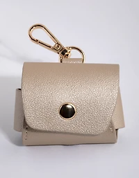 Wide Cream PU Leather Earpod Case