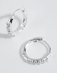 Sterling Silver Mini Cubic Zirconia Huggie Earrings