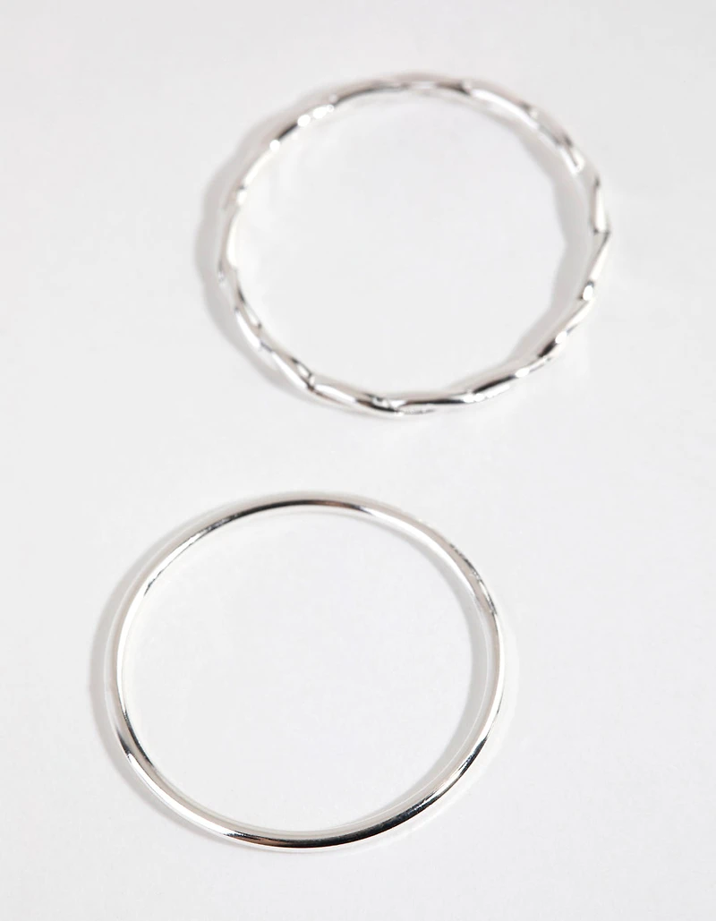 Sterling Silver Twisted & Polished Ring Set