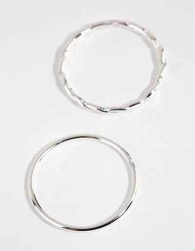 Sterling Silver Twisted & Polished Ring Set