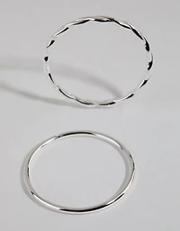 Sterling Silver Twisted & Polished Ring Set