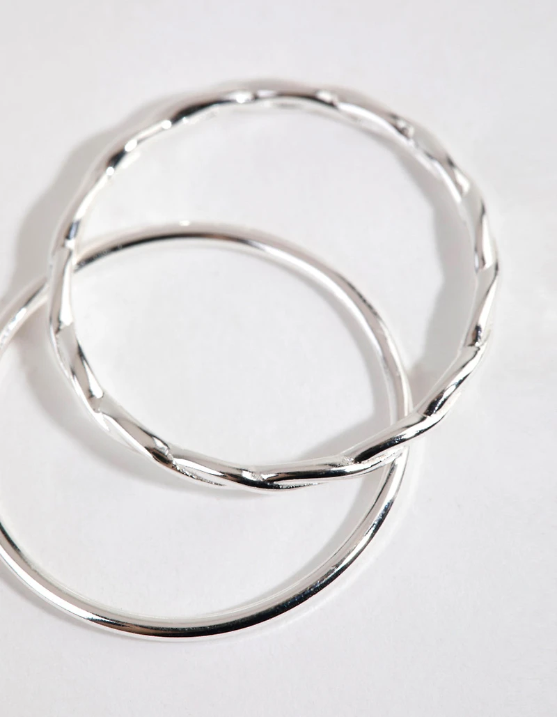 Sterling Silver Twisted & Polished Ring Set