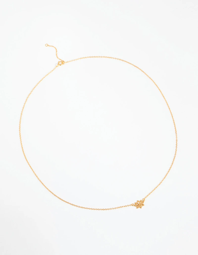 Gold Plated Sterling Silver Lotus Necklace