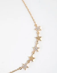 Gold Plated Sterling Silver Cubic Zirconia Starry Necklace