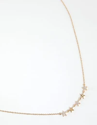 Gold Plated Sterling Silver Cubic Zirconia Starry Necklace