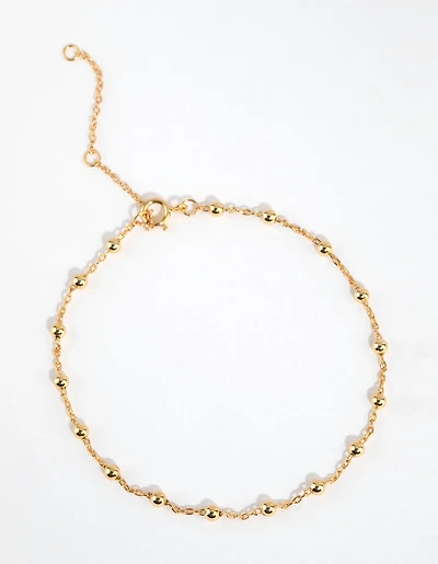 Gold Plated Sterling Silver Ball Chain Bracelet or Anklet