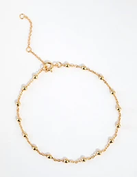 Gold Plated Sterling Silver Ball Chain Bracelet or Anklet