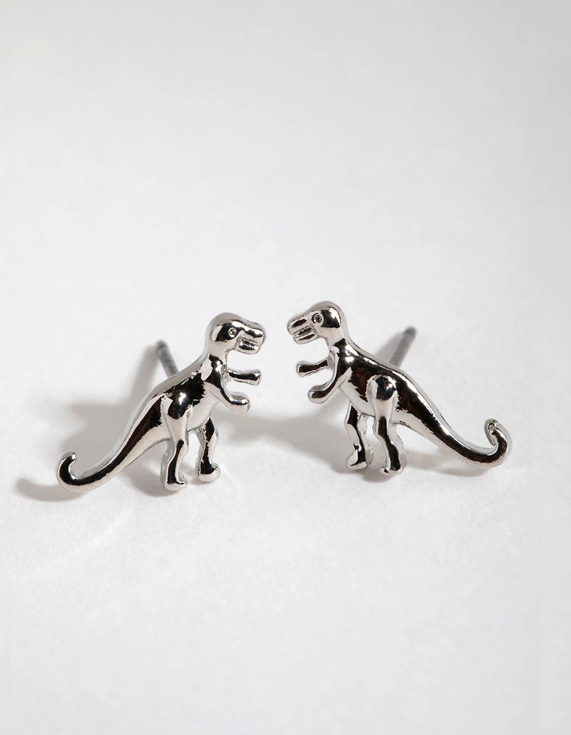 Silver T-Rex Stud Earrings
