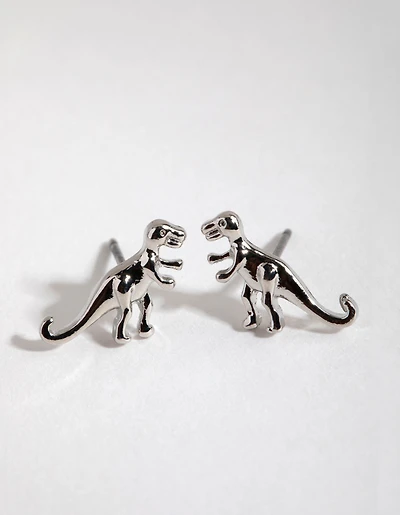Silver T-Rex Stud Earrings