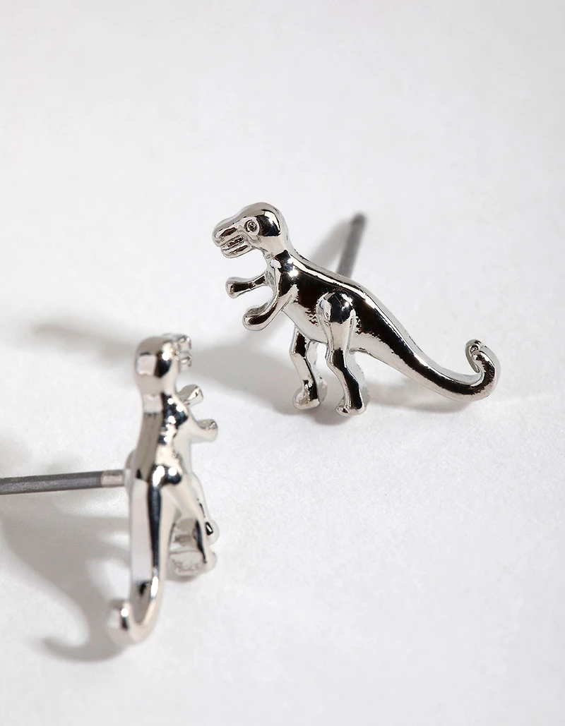 Silver T-Rex Stud Earrings