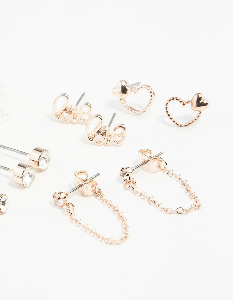 Rose Gold Sweetheart Stud Earring 12-Pack