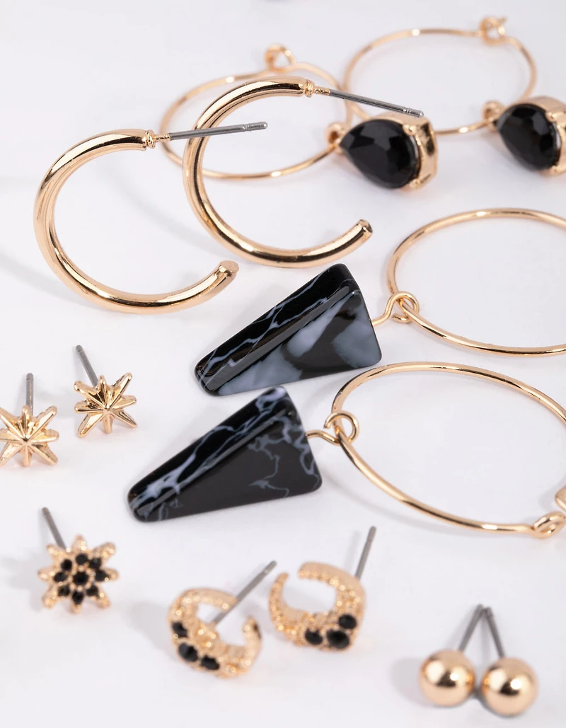 Gold Star Stud & Hoop Earring Pack