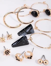 Gold Star Stud & Hoop Earring Pack
