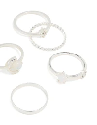 Silver Moonstone Mixed Ring Pack