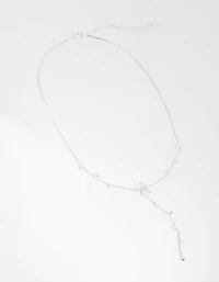 Silver Cubic Zirconia Flower Vine Y Necklace