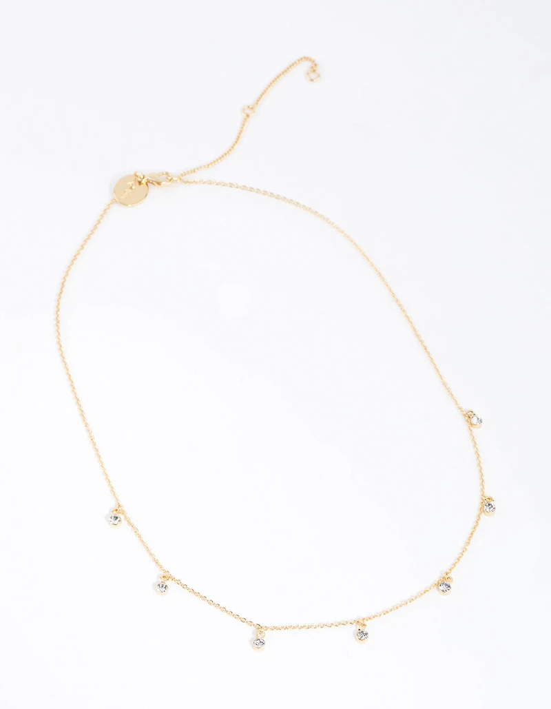 Gold Plated Mini Diamante Necklace
