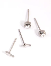 Surgical Steel Lightning Bolt Stud Earring Set