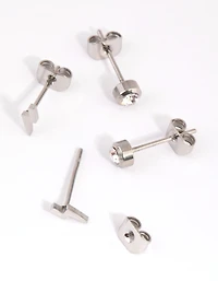 Surgical Steel Lightning Bolt Stud Earring Set