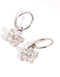 Surgical Steel Cubic Zirconia Flower Sleeper Earrings