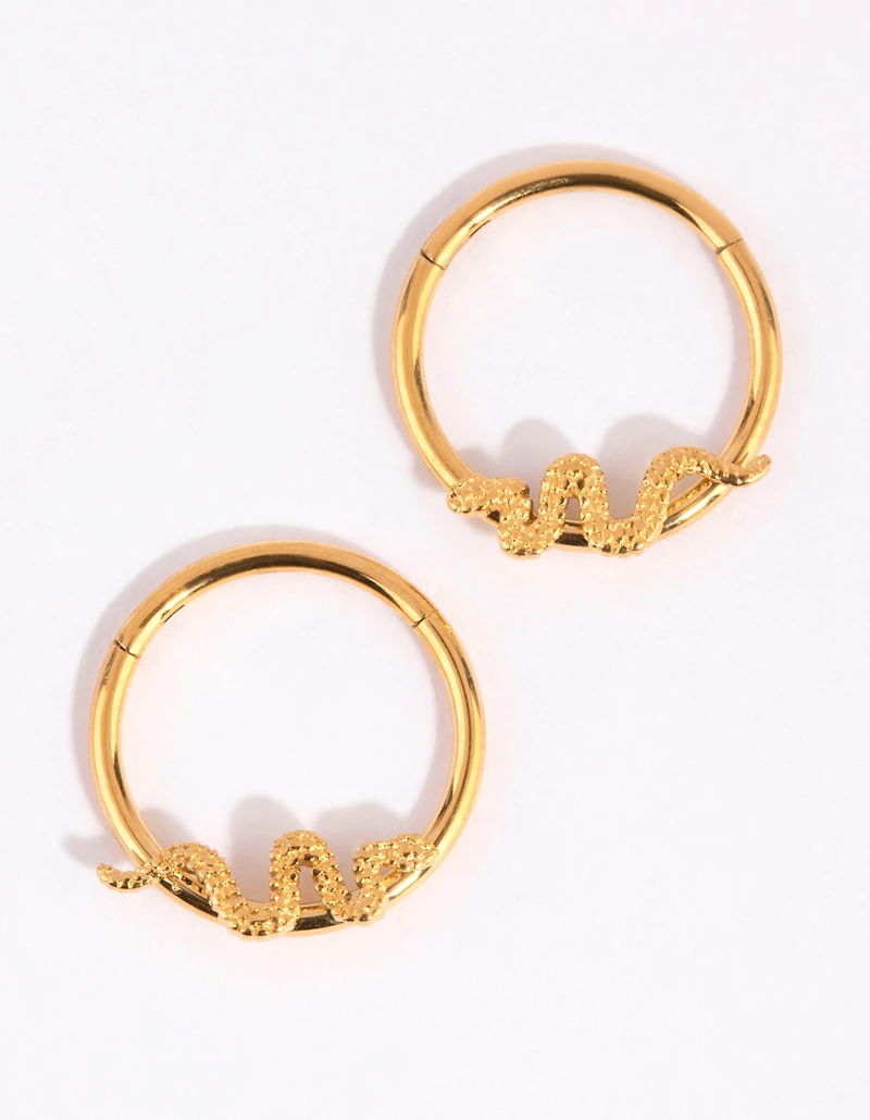 Gold Plated Surgical Steel Snake Sleeper Earrings