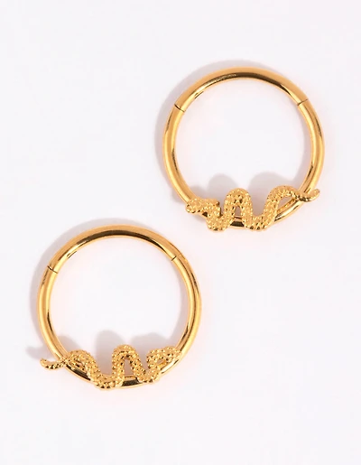 Gold Plated Surgical Steel Snake Sleeper Earrings