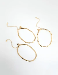 Gold Plated Mixed Chain Anklet Pack